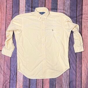 Polo Ralph Lauren Yarmouth Yellow Oxford Preppy Button Down Mens Dress Shirt